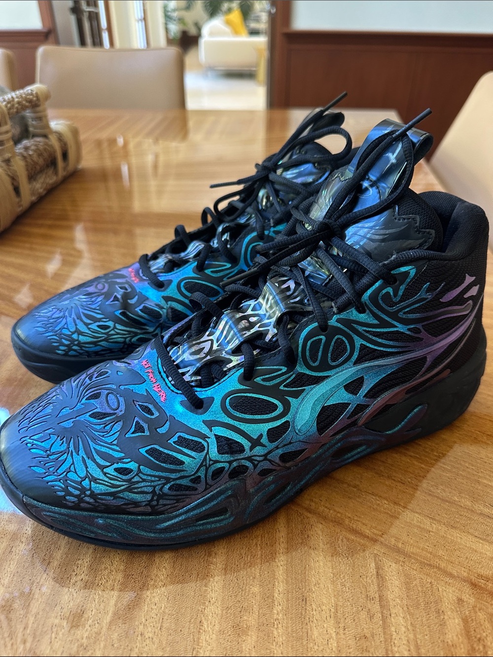 Puma Iridescent Blue-Green Graphic Basketball Sneakers - Not From Here - Picture 2 of 6